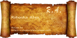 Rohoska Alex névjegykártya